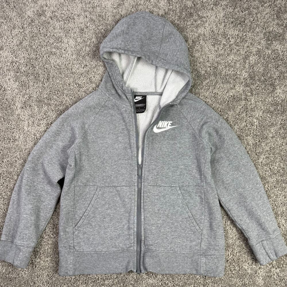 Nike Zip Up Embroidered Hoodie Gray Size Youth Medium Standard Fit
